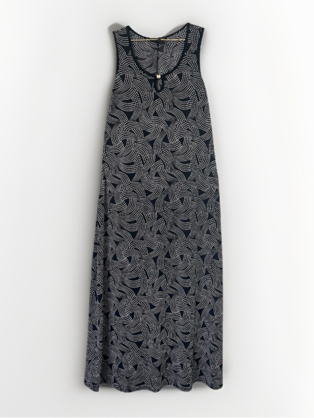 Susan Lawrence neutral casual Black and White Dot-Print Sleeveless maxi Dress SP